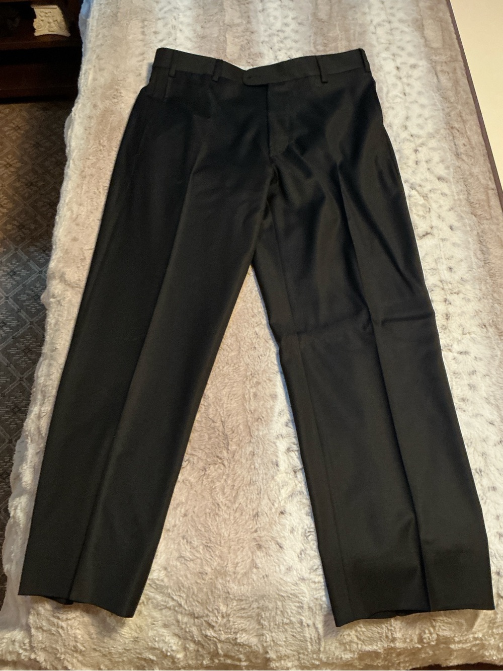 Zanella Black Dress Trousers - Classic Tailored Fit 100% Wool - Made in Italy